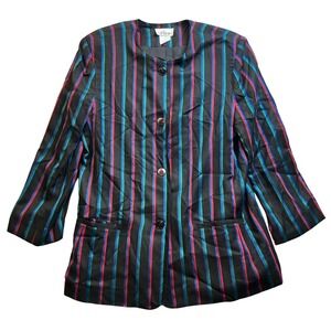 Vintage Justin B Jones Blazer Striped Mature Office Career Beachy Festival